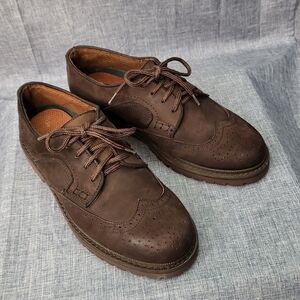ALP by Golden Fox Vintage 90s Wingtip Brogue Oxford Nubuck Suede Brown Men's 9
